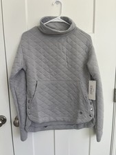 Jones New York Sport Quilted Pullover Sweatshirt Gray Thumbhole Cozy Size S NWT