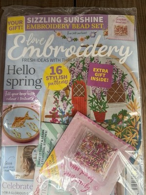Love Embroidery magazine #77 2026 inc Mini Bunny kit & Embroidery Bead set
