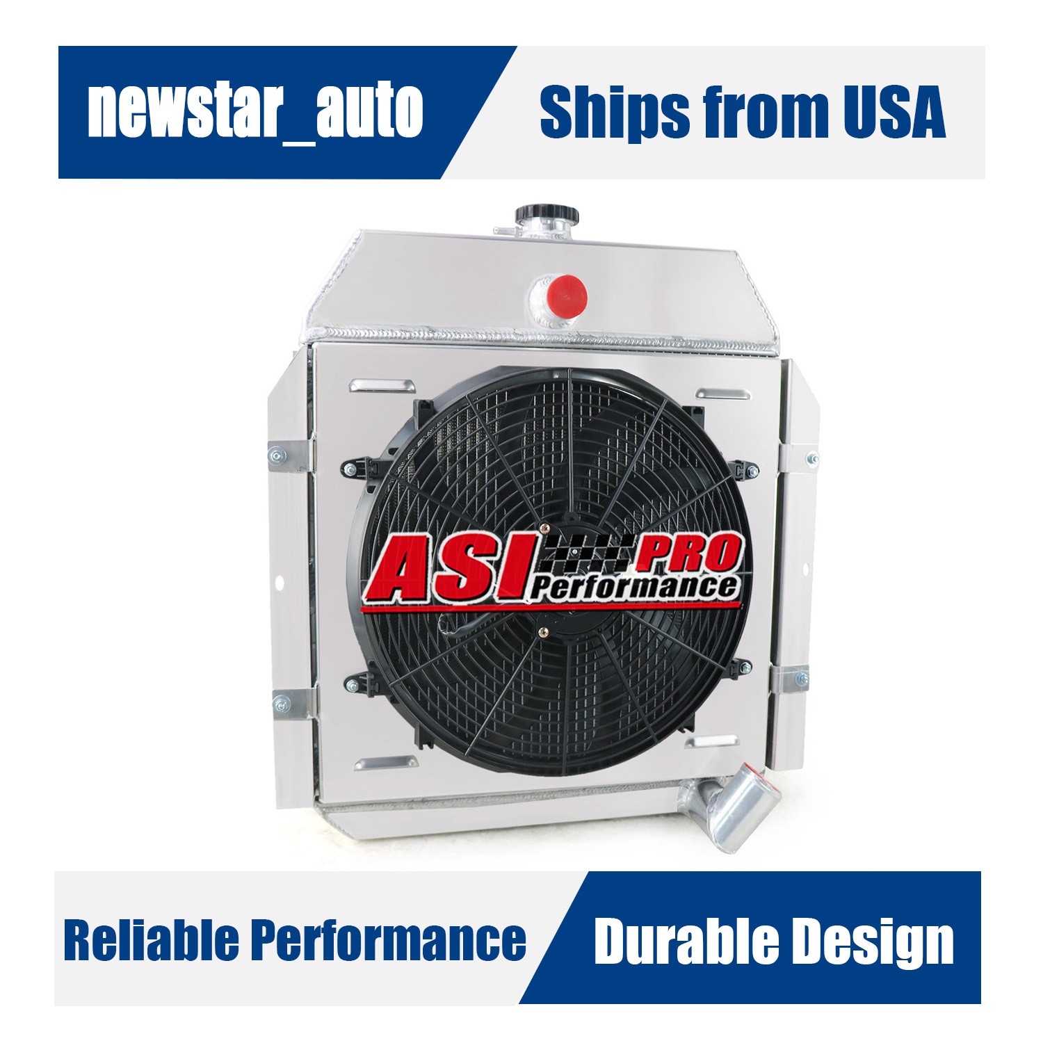 4 Row Radiator+Shroud Fan Relay For 1941~49 International KB1,KB2,KB3,K1,K2 K3