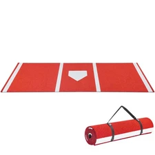 Uimoso 10x3.8 ft Baseball Practice Mat for Outdoor Softball Training in Red