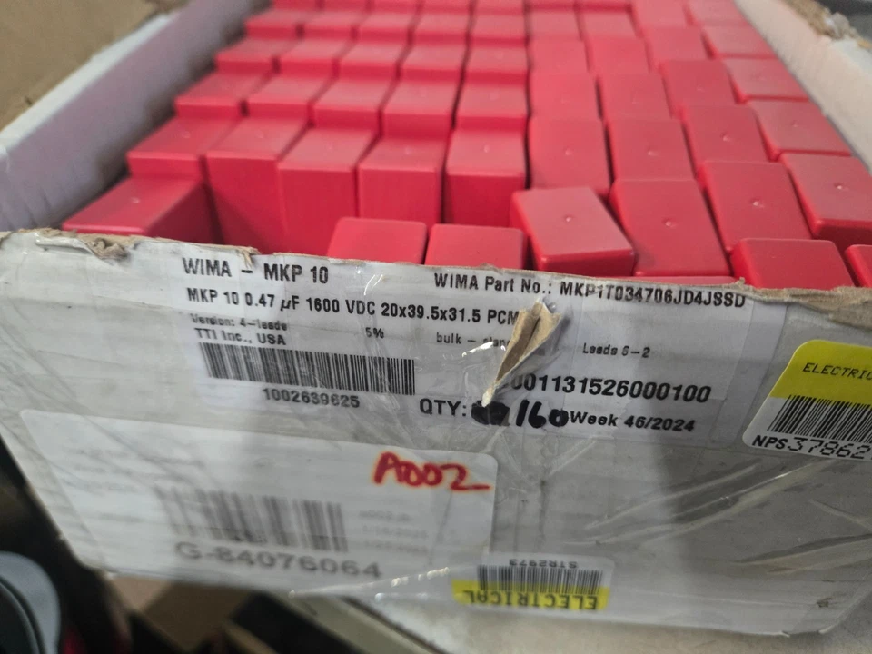 CAJA DE 159 WIMA MKP 10 Condensador de Película de Pulso y Polipropileno (PP) AC 3 uF, 160VDC Foto 4 de 4