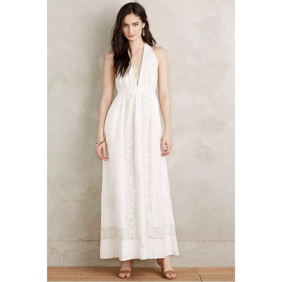 Anthropologie Moulinette Soeurs Amandine Maxi Dress Ivory Lace Ethereal Size 6 - Image 3 of 4