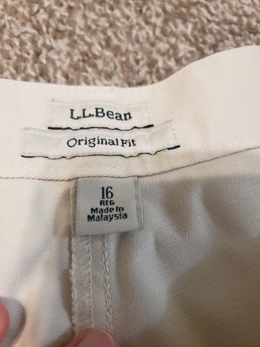LL Bean Shorts Youth Boy 16 Reg Original Fit Beige Cotton Side Pockets Mid Rise - Picture 6 of 11