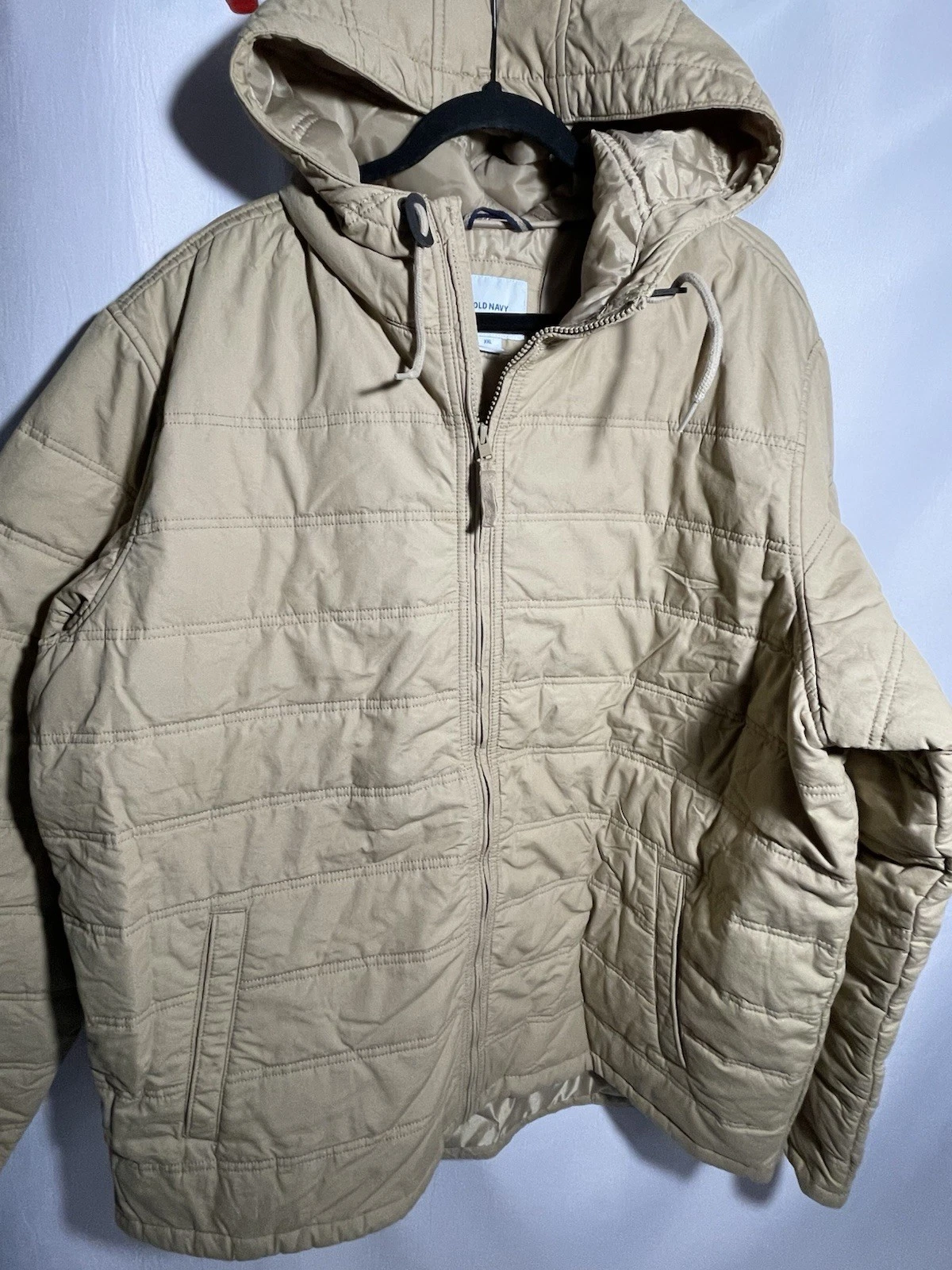 Old Navy Mens Heritage Hooded Winter Puffer Jacket 2XL Quilted Y2K Shorengh