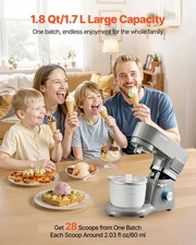 Ice Cream Maker, 1.8 Qt. Capacity, 6-Speed Electric Stand Mixer, with LED Digita