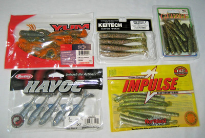 Soft Plastic Yum Northland Gitzit Berkley Keitech Bass Worms   Lot of 5 Packages