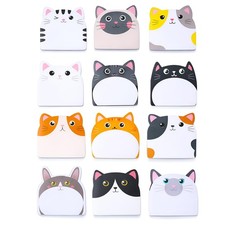 12Pack Cat Sticky Notes 360 Sheets Cat Note Pads Self Adhesive Fun Cartoon St...