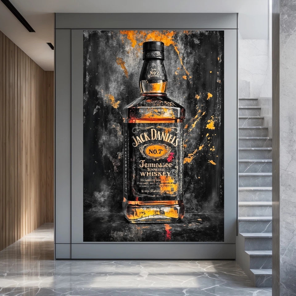 LEINWAND BILDER XXL POP ART WHISKEY FLASCHE GRAFFITI ABSTRAKT WAND POSTER WHISKY - Bild 4 von 4