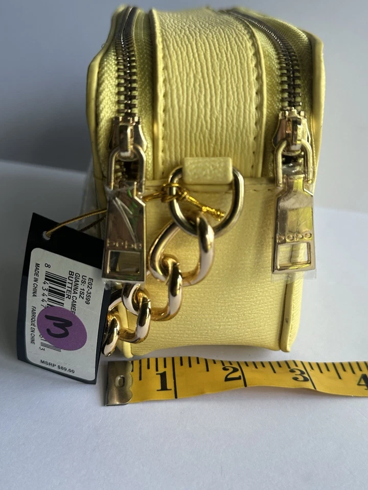 Bebe Women's Gianna Camera Shoulder Bag with Gold Chain Butter NWT - Изображение 3 из 4
