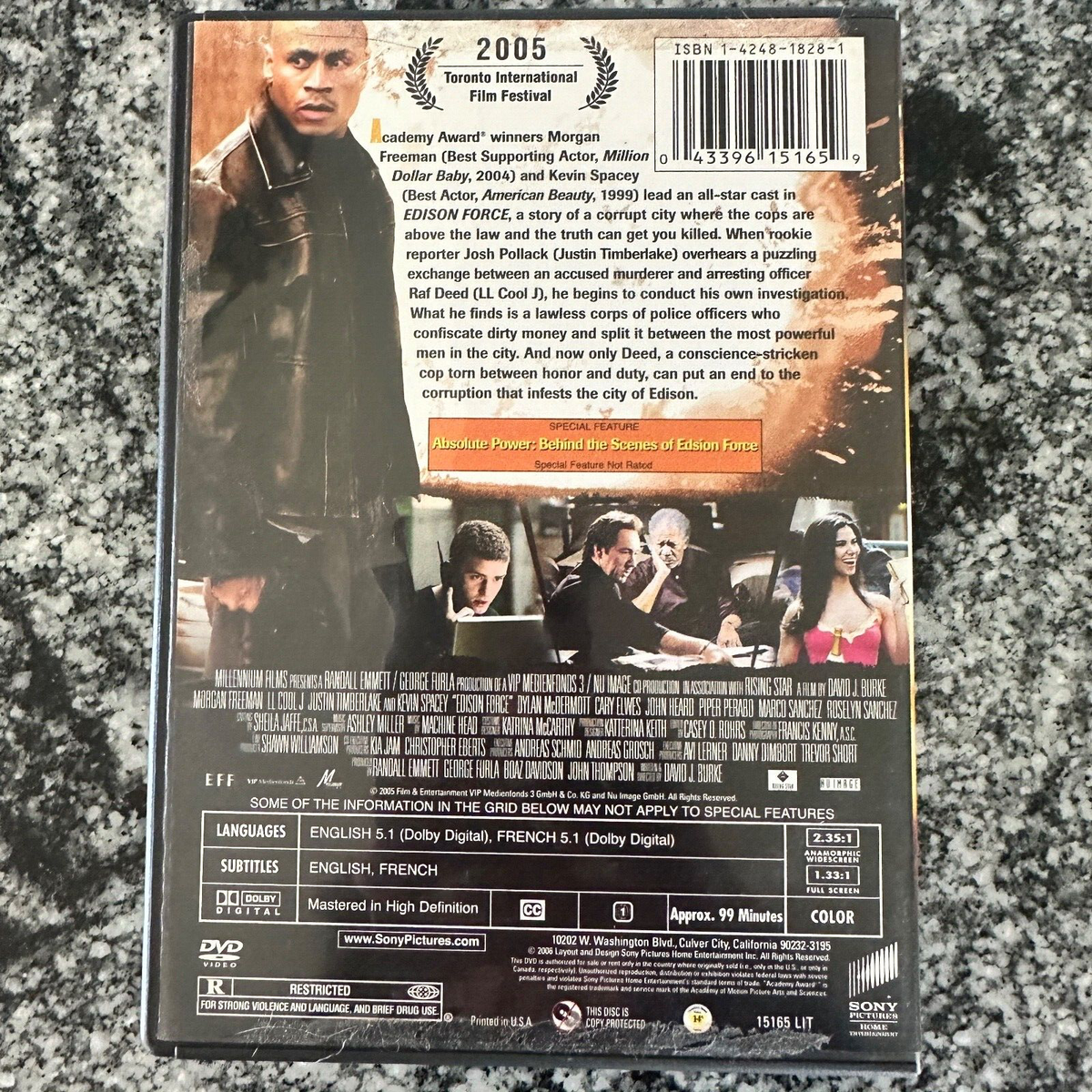 Edison Force DVD 2005 Morgan Freeman LL Cool J Kevin Spacey Justin