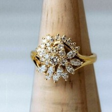 2.5ct Round Lab Created Diamond Cocktail Floral Women's Wedding Ring 925 Silver