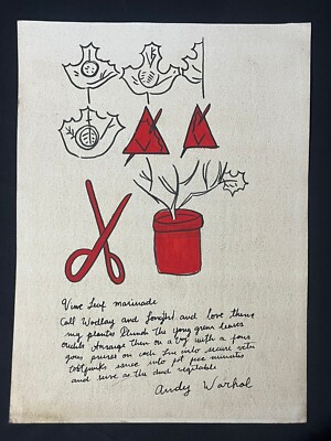 ANDY WARHOL drawing and painting on old paper signed stamped vintage