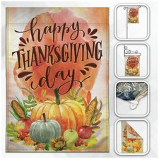 Happy Thanksgiving Garden Flag 12x18in Seasonal Garden Flag Pumpkins Fall Autumn