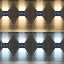4/8 Solar Power Wall Lights Outdoor Garden Yard Fence Deck Decor Lamp Waterproof