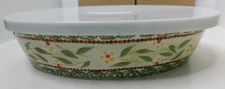 Temp-tations Old World by Tora Green 12" Oval Baker with plastic lid good