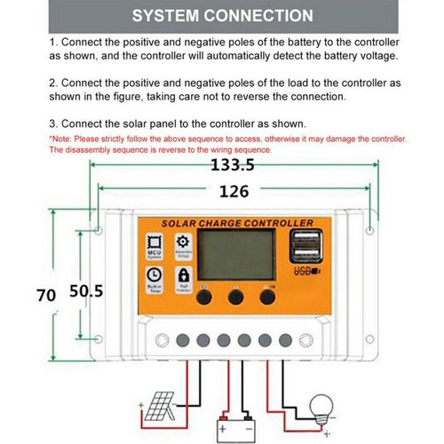 LCD Solar Controller 12V/24V 30A 20A 10A Solar Charge Regulator PWM Battery! - Picture 4 of 11