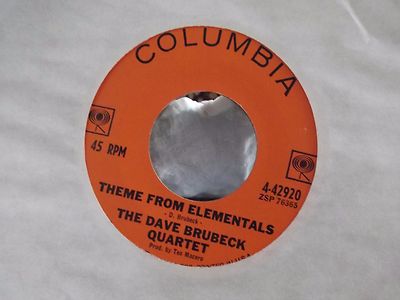 45)THE DAVE BRUBECK QUARTET  COLUMBIA RECORDS CABLE CAR / THEME FROM ELEMENTALS