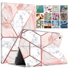 iPad 9.7 Air 5 4 3 2 1 5th 6th 7.9 10.2 10.5 10.9 Printed Folio Case Marble Pink