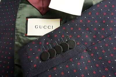 Gucci CURRENT Blue Red Geometric Wool Blend 2 Pc Suit Jacket Gucci CURRENT Blue Red Geometric Wool Blend 2 Pc Suit Jacket