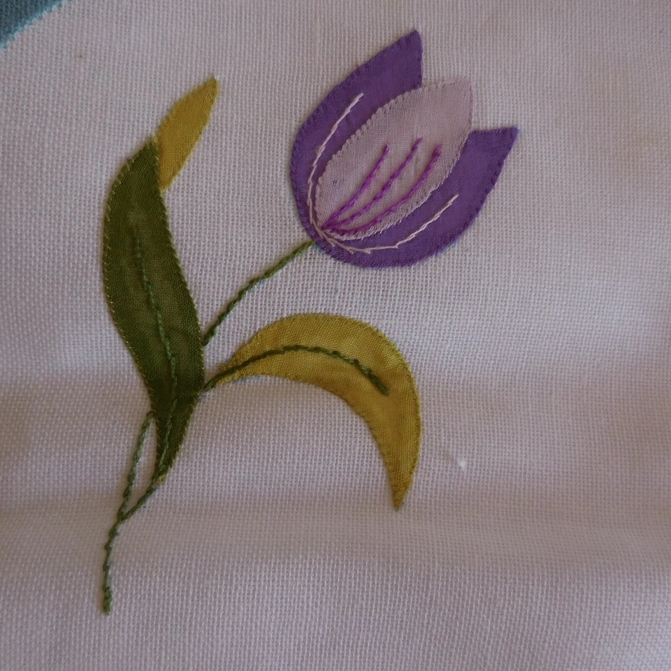 2 sets de table broderie linge fait main art nouveau design XXe France N3597 - Photo 3/4