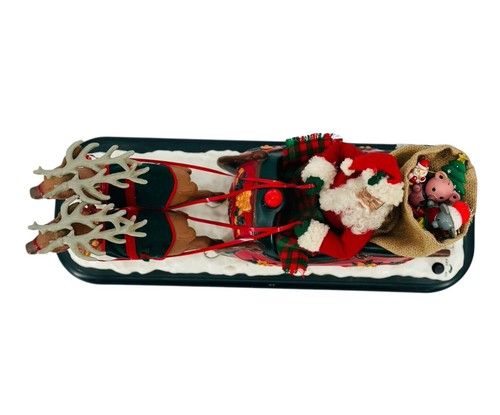 Vtg Holiday Creations Animated Musical Santa Christmas Sleigh Reindeer Tested - Picture 7 of 12