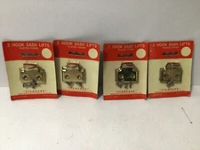 Vintage Window Hook Sash Lifts/Pulls,  4 Packs-8 Hooks Brass Plated Finish NOS