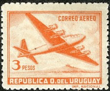 Uruguay 1947 Four Motored Airplane MNH (SC# C134)
