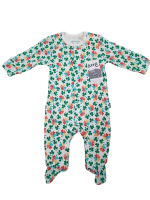 Kite Baby Einteiler Strampler Kleeblatt Muster Gr. 56-62cm 0-3m Druckknöpfe