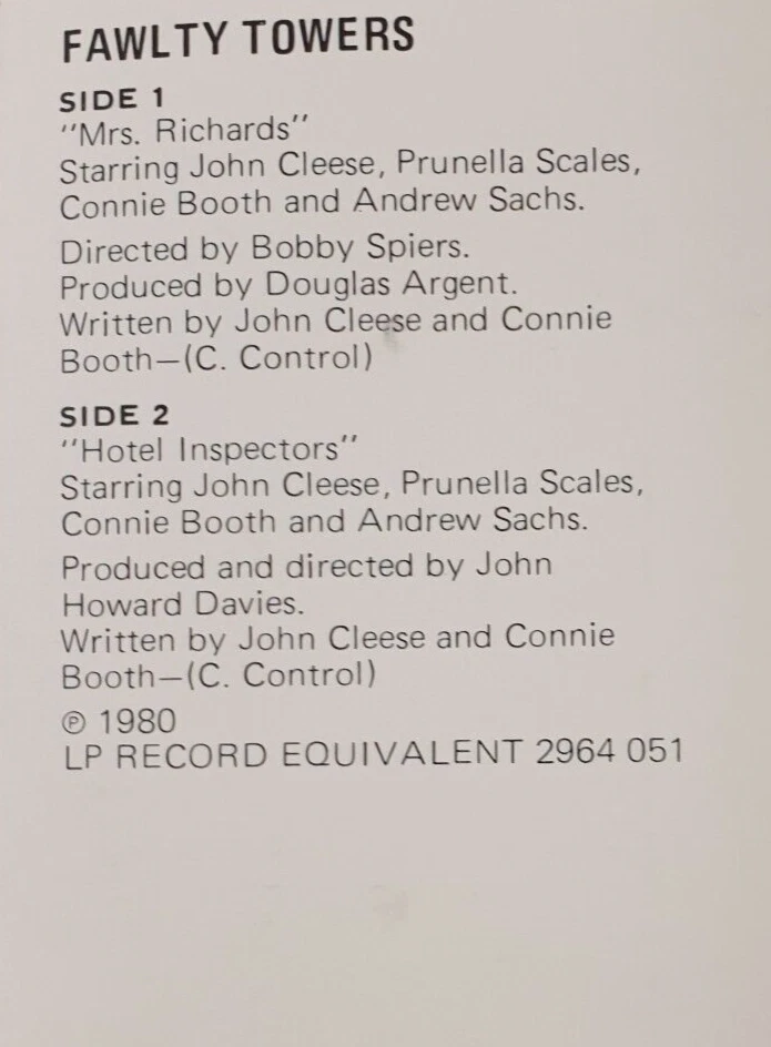 Fawlty Towers Cassette Tape, Rare, BBC, 1970's, British Comedy, Spoken Word, VGC - Image 3 of 4