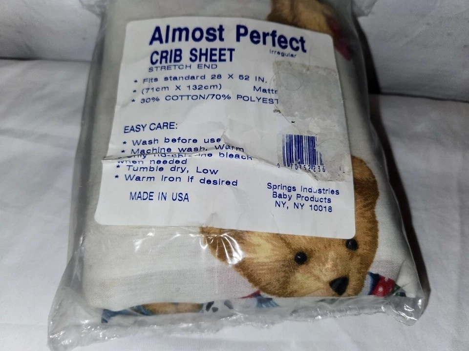 Простыня для детской кроватки Springs Industries плюшевый медведь 28x52 дюйма розовый бант панда кролик - Изображение 2 из 4