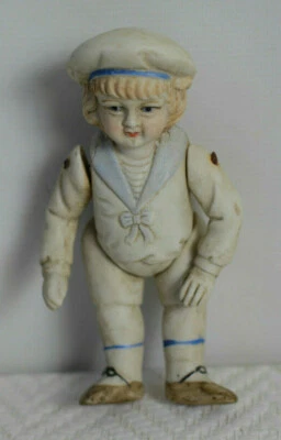 Petite poupée ancienne en céramique articulée - Photo 1/4