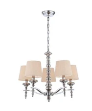 World Imports WI25766 Jana 5-Light Polished Nickel Chandelier with Fabric Shades