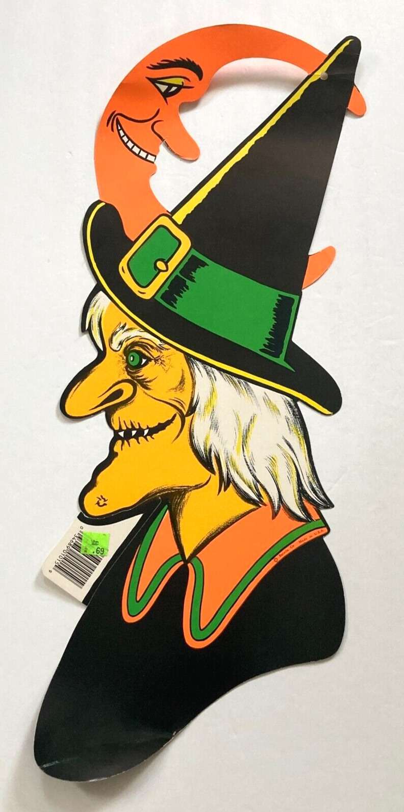 Beistle Witch And Moon Centerpiece - Vintage Halloween Decor 9-3/4 Inch Tissue Display