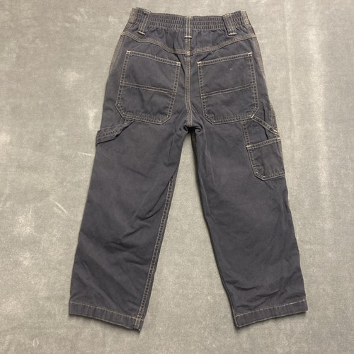 Cherokee Canvas Carpenter Jeans Boys 7 Elastic Waist Charcoal Gray - Picture 2 of 12
