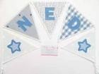 Personalised Bunting, Blue Custom Banner Name Fabric Garland, New Baby Boy Gift