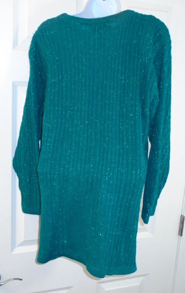 Diane Von Furstenberg, suéter/túnica, verde con hilo metálico verde, talla M Foto 2 de 3