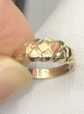 14KT GELBGOLD NUGGETS ZIERLICHER DÜNNER RING GRÖSSE 5 GEWICHT 1,6g - SCHÖN  