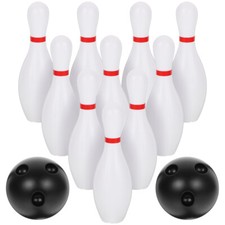 Indoor Miniature Bowling Set Plastic Pins And Black Toy For Children
