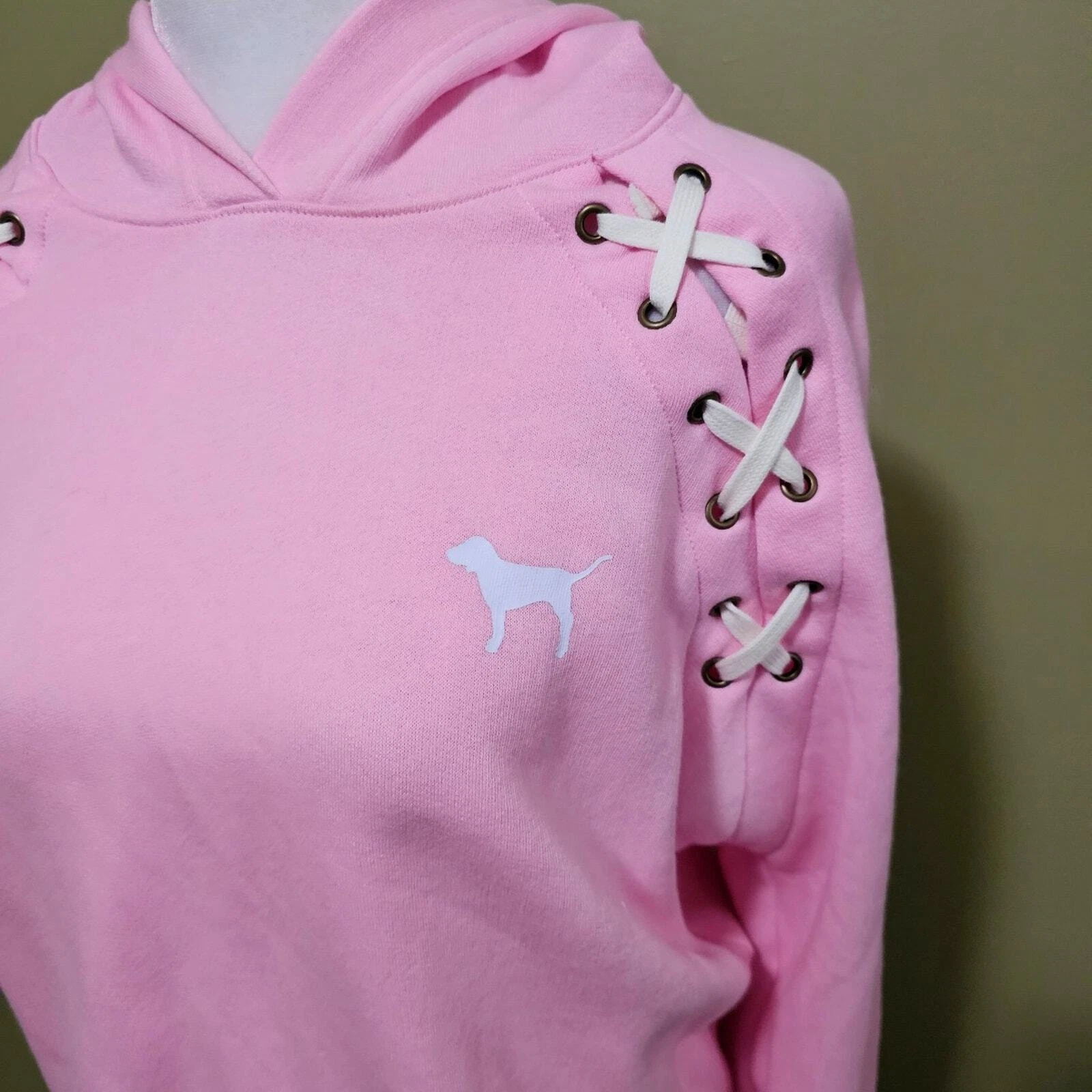 UNDERCOVER Felpa ROSA Victoria's Secret con cappuccio e lacci a spalla taglia S