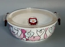 Roman Decorative Steamer Bowl.  7" Round. Girl With Hearts. Pretty.