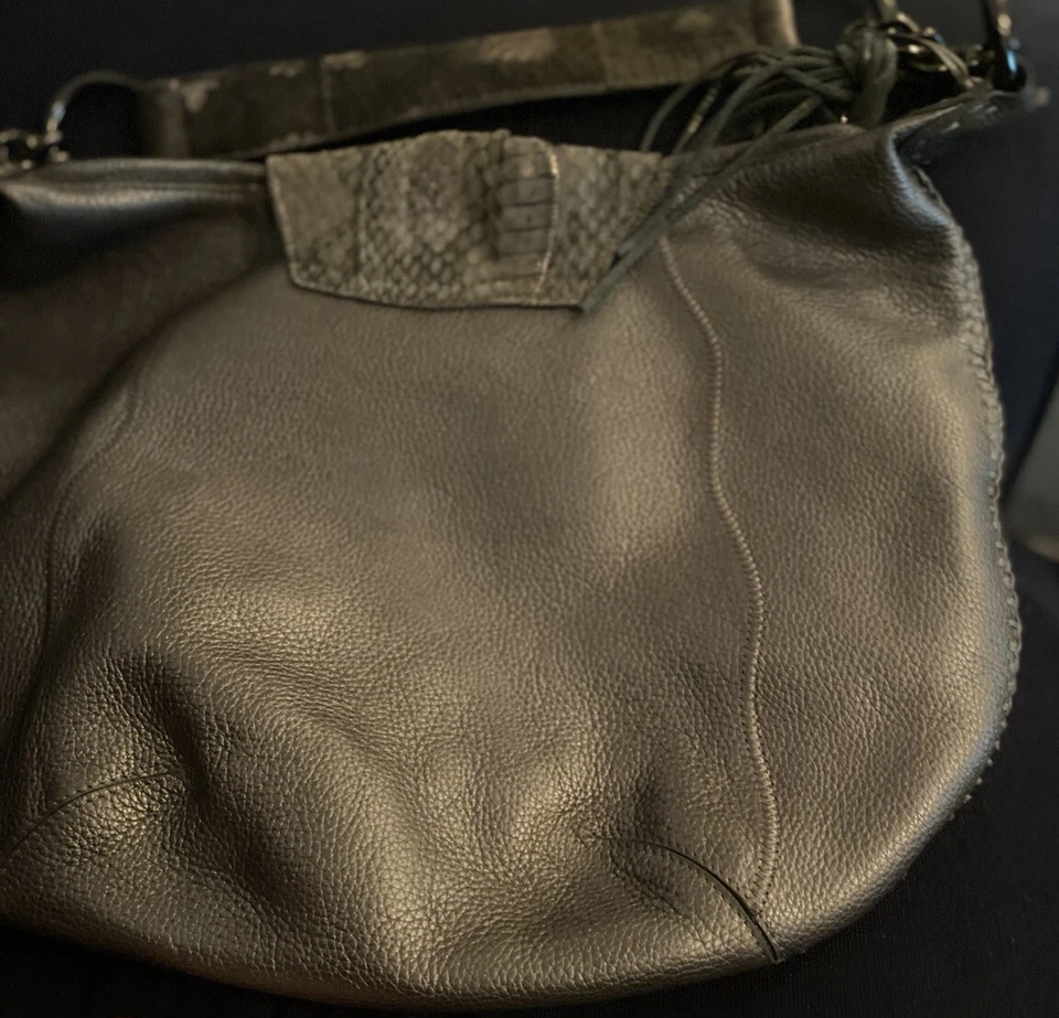 Bolso Hobo Chi By Falchi Para Mujer Cuero Gris Y Piel de Serpiente Cuero Bolso de Hombro Foto 2 de 4