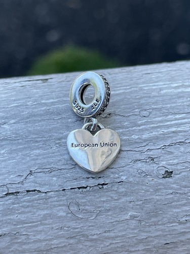 Rare Pandora European Union Heart Flag Dangle Charm Europe Exclusive - Picture 7 of 7