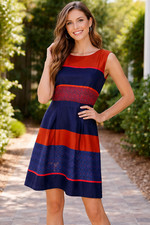 Ann Taylor Loft Women's Size 6 Sleeveless Multicolor Zipped Block Print Dress