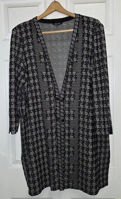 Black Biscotti MISOOK Tunic Length Topper Tonal Trim Knit Jacket XL 