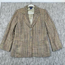 Vintage Austin Reed Gray Multicolor Fleck 100% Silk Blazer Jacket Size 12
