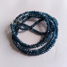 925 Sterling Silver Blue Sapphire Faceted Rondelle Beads . Blue Sapphire Beads