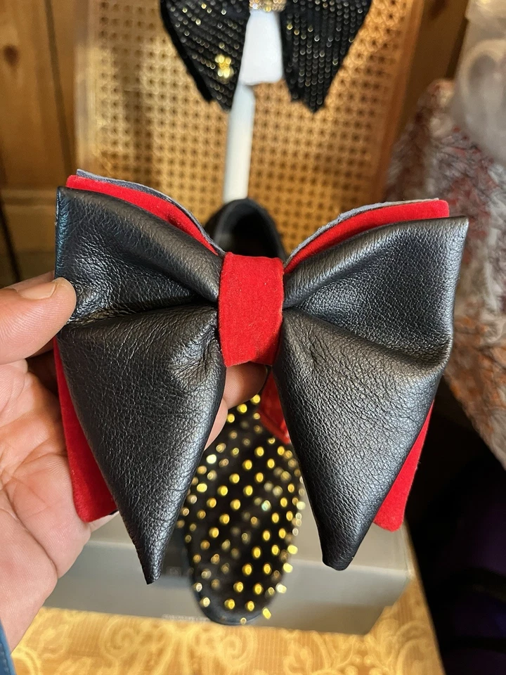 Pajarita de cuero Jumbo hecha a mano XL ajustable para hombre boda fiesta graduación nueva Foto 2 de 4