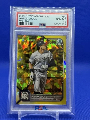 Aaron Judge 2022 Bowman Chrome Sapphire /50 PSA 10 Yellow Refractor #90 Yankees