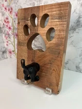Solid Wood Wall Mount Dog Paw Leash Holder Dog Butt Hook Very Nice 8.5”x6”