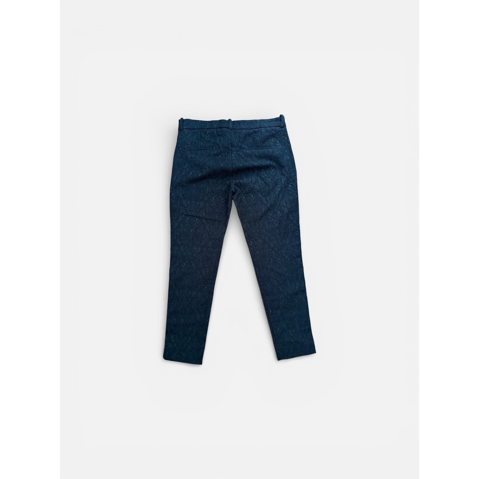 Mango MNG Suit Black Paisley Jacquard Slim Ankle Slit Dress Pants USA 8 NEW thumbnail 2